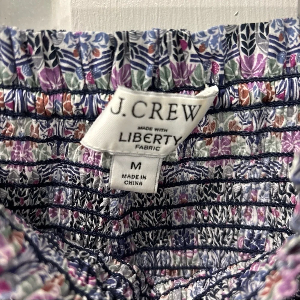 J.Crew Women’s Smocked Square Neck Puff Sleeve Top Size M Liberty Fabric Floral